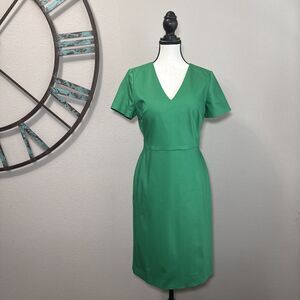 J Crew Dress 8 NWT Green Lined Short Sleeve Sheath Work St Patricks Day Easter